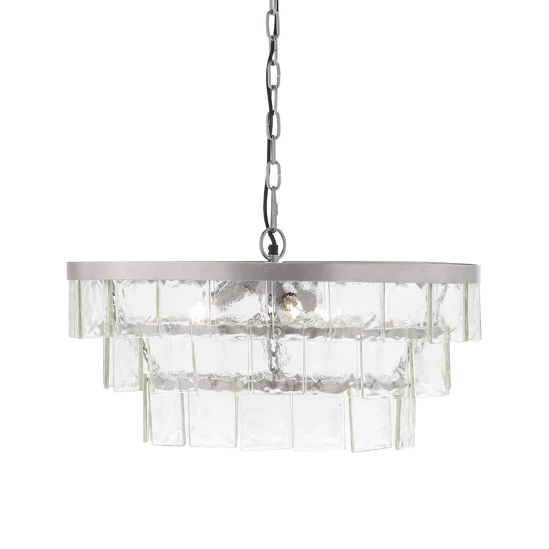 AlexandreHouse Techo Lamp Metal Plateado and Crystal Fundido