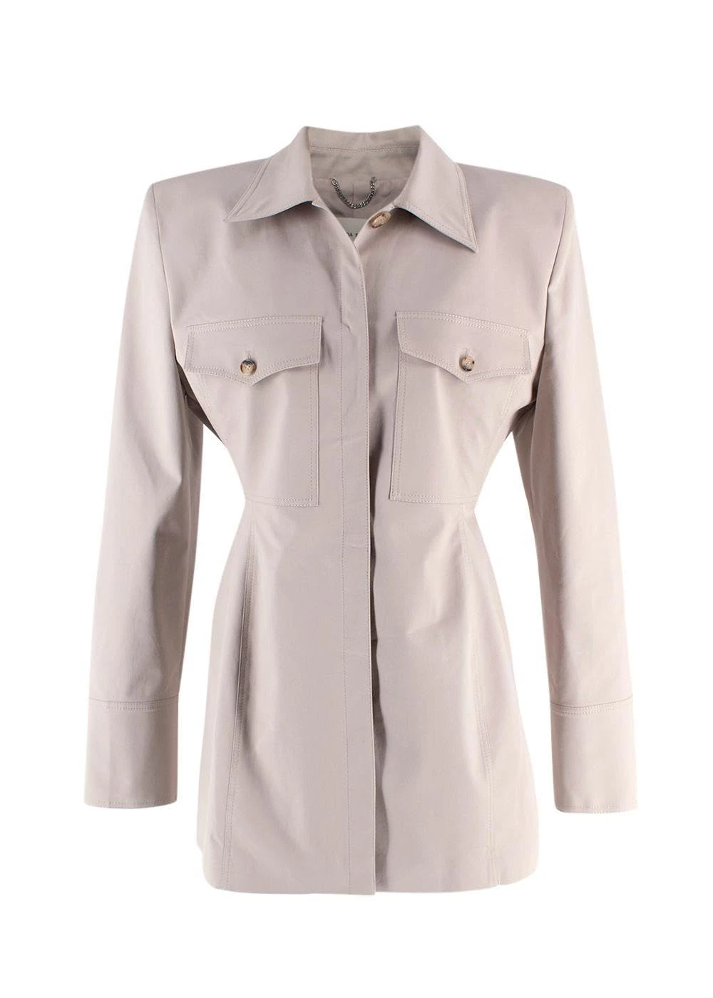 Magda Butrym Pre-loved Grey Hourglass Jacket with Shoulder Pad Detail
