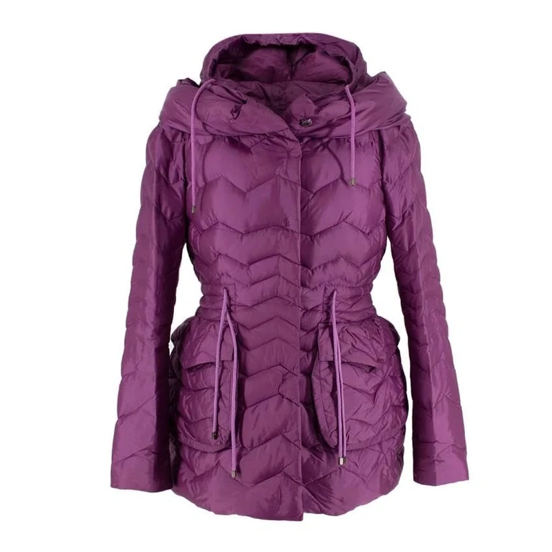 Ermanno Scervino Pre-loved Dark Magenta Hooded Quilted Puffer Jacket