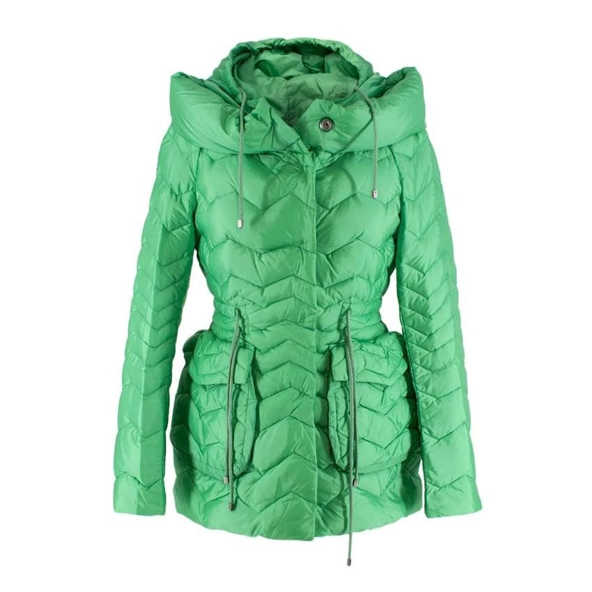 Ermanno Scervino Pre-loved Neon Green Hooded Quilted Puffer Jacket