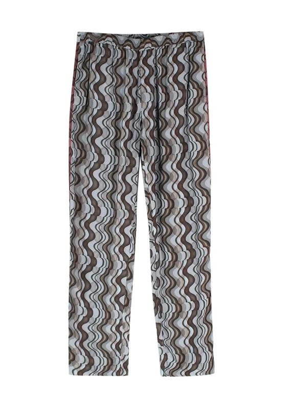 Dries van Noten Pre-Loved Men's Geometric Print Contrast Stripe Joggers Brown