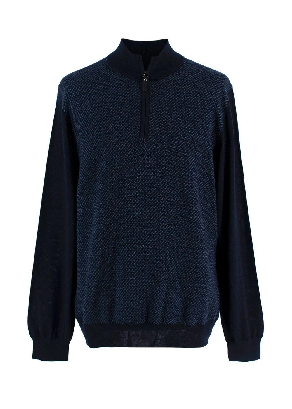 Canali Pre-Loved Men's Wool Navy Quater Zip Neck Jumper