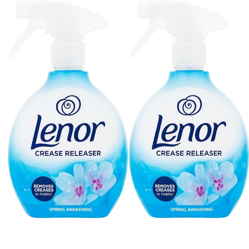 Lenor Crease Releaser Spring Awakening Twin Pack 2 x 500ml Epished Fabric for Removing Wrinkles and Freshening Clothes Linen + Upholstery Easy Iron Spray Long-Lasting Fresh Scent