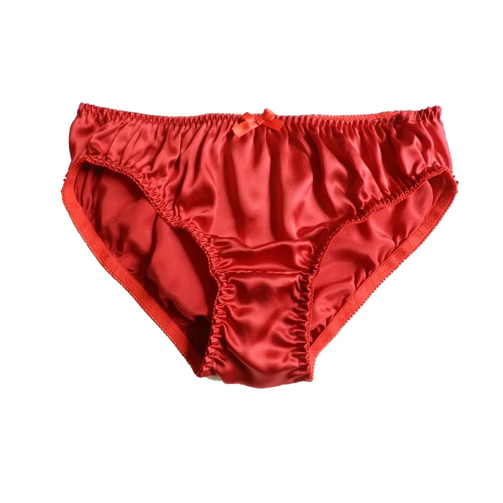 Yavorrs Women 100% Silk Panties Soft Bikini Underwear Briefs (UK, Alpha, L, Regular, Regular, red)