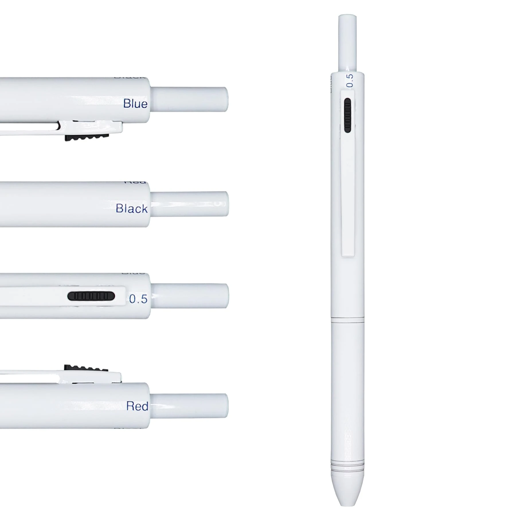 HeTaoCat 4-in-1 Multicolor Writing Set, 0.5mm Mechanical PencilMetal Cased Multifunction Pen (White)