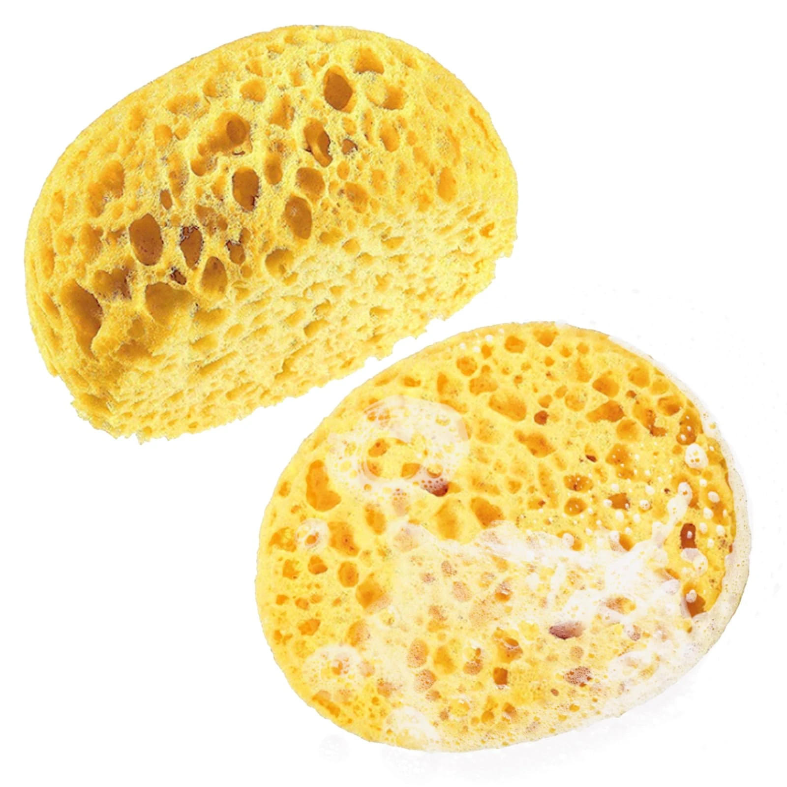 2 PCS 2X Large Soft Honeycomb Bath Sponges,Extra Large Luxury Bath Sponge,Puff Sea Sponge,Sponges Bath for Skin Care(Yellow)
