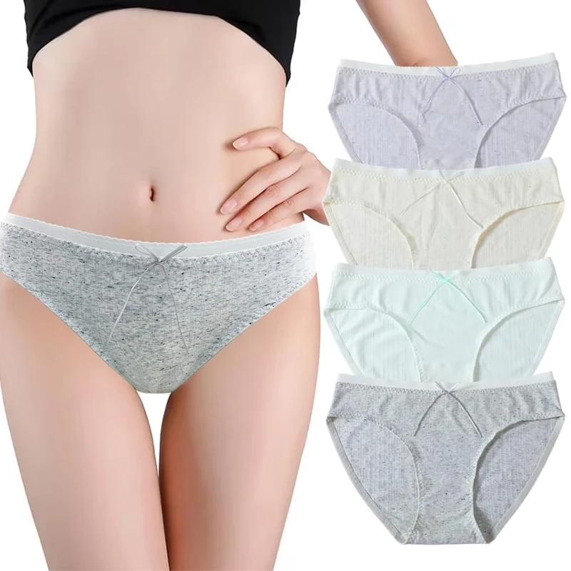QFLIREN Women's Cotton Soft Underwear,Mid Waisted Panties,Breathable and Comfortable Ladies Briefs (UK, Alpha, XXL, Regular, Regular, 4 Pack-A)