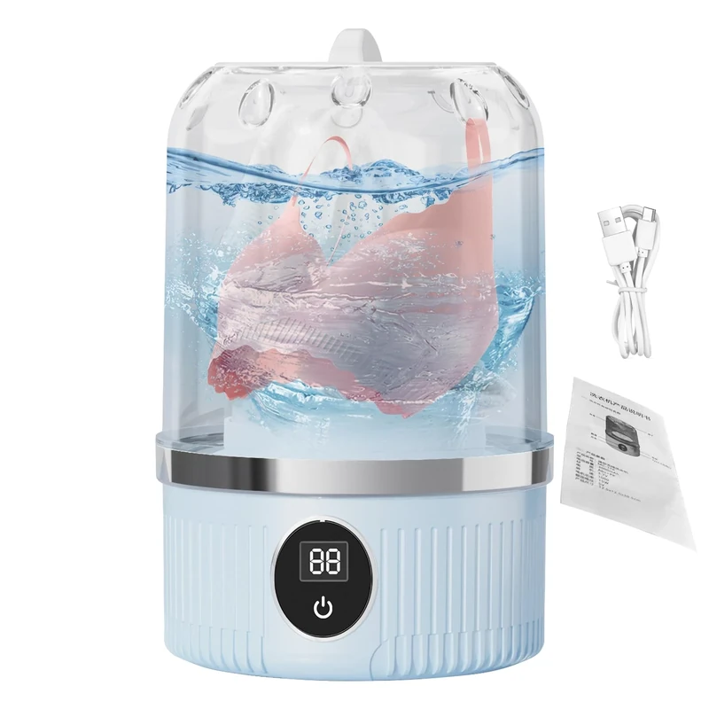 Hqunjikp Small Washing Machine,Compact Underwear Washer | Energy-Efficient, 3 Wash Programs, Rechargeable Wash Device For Rv Traveling Dormitory Small Apartment
