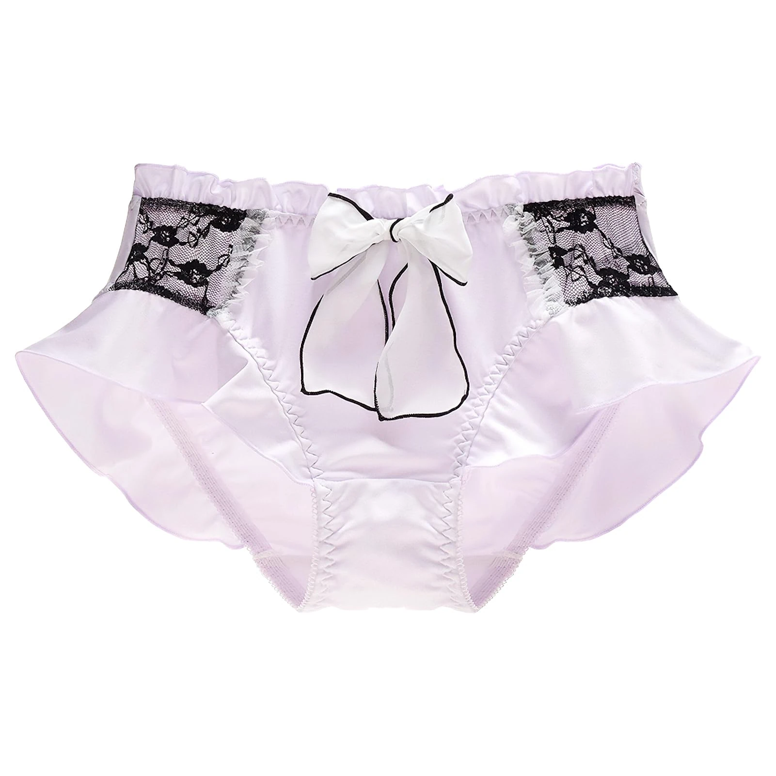 ZooChest Womens Silk Lace Panties Lolita Style Silk Underwear for Women Sheer Lace Trim Sexy Knickers Ladies Soft Breathable Cute Frilly Knickers Purple Bridal Lingerie Bikini Briefs XL