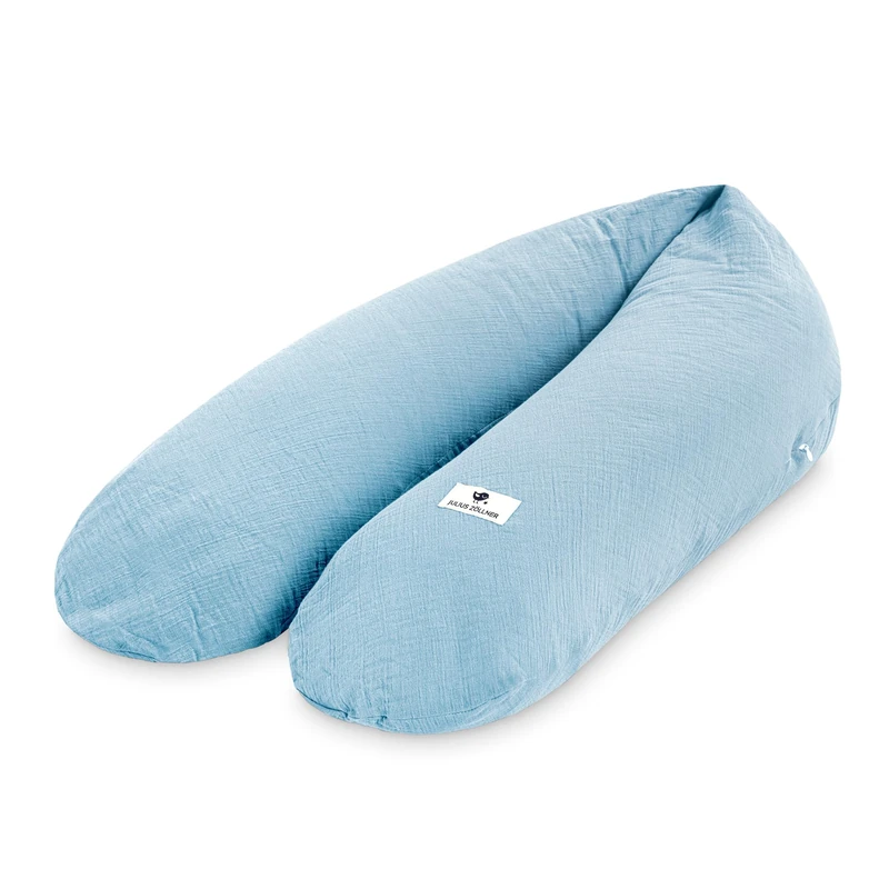 Julius Zöllner Muslin nursing pillow approx. 190 cm, filling 42 litres of EPS microbeads, made in Germany, 100% cotton muslin cover, Oeko-TEX Standard certified