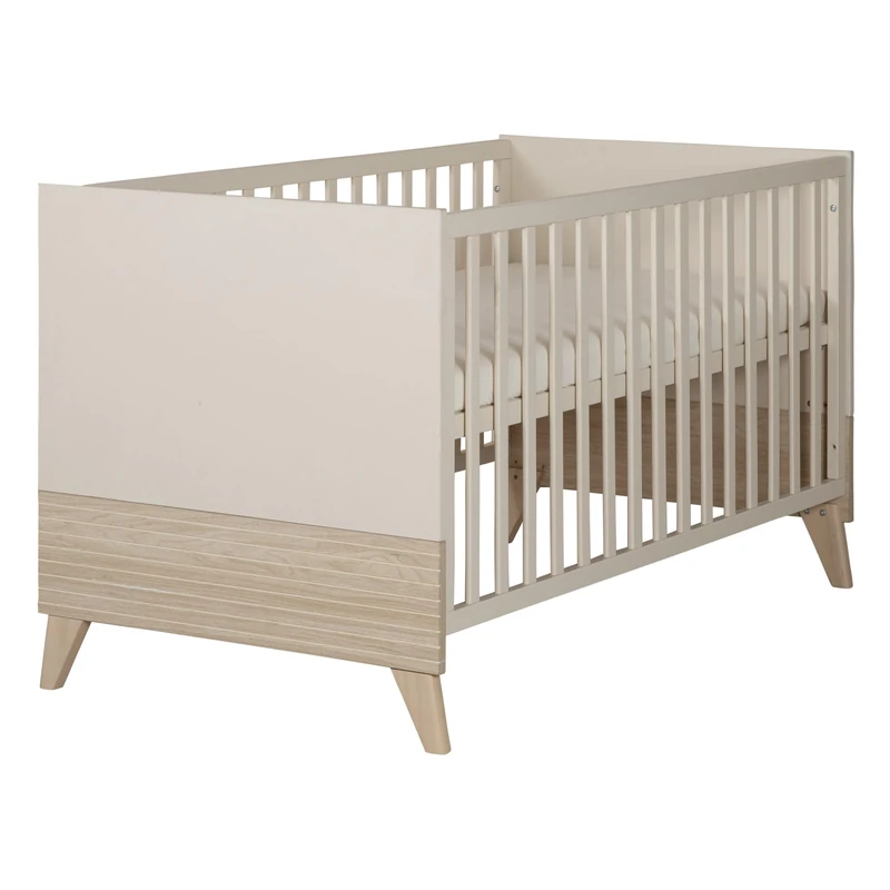 roba Baby Cot Sidney 70 x 140 cm - Convertible Crib with Solid Wood Feet - Height Adjustable - Transformable into Junior Bed - Beige