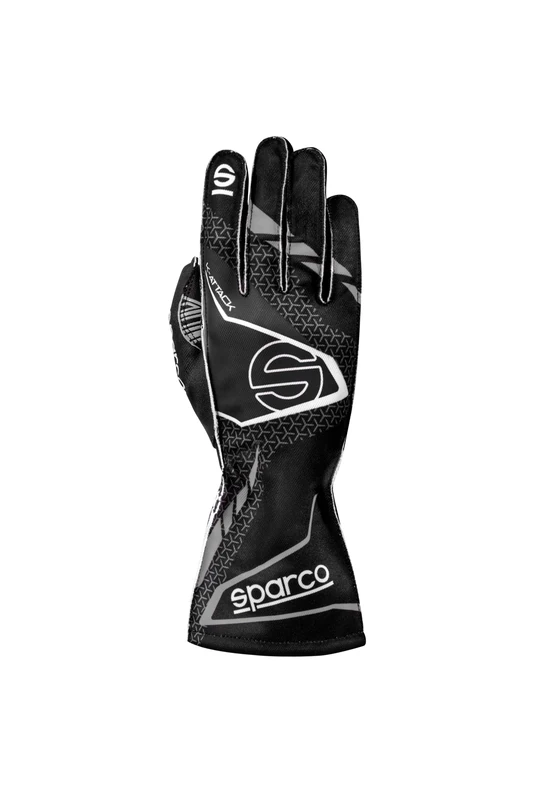 Sparco - K-Attack 2025 Gloves - Outer Seams - Sublimated Back - Ultragrip Palm - Size 9 - Black/Grey