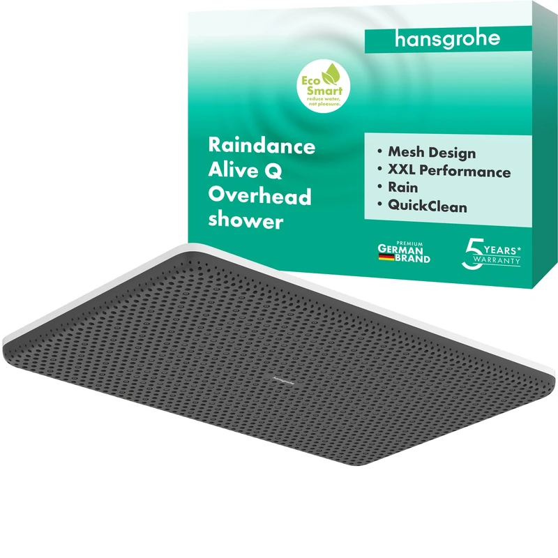 Hansgrohe 24531700 Raindance Alive Q Overhead Shower 210/340 1jet EcoSmart, matt White, 1 Water-Saving Spray 8 l/min