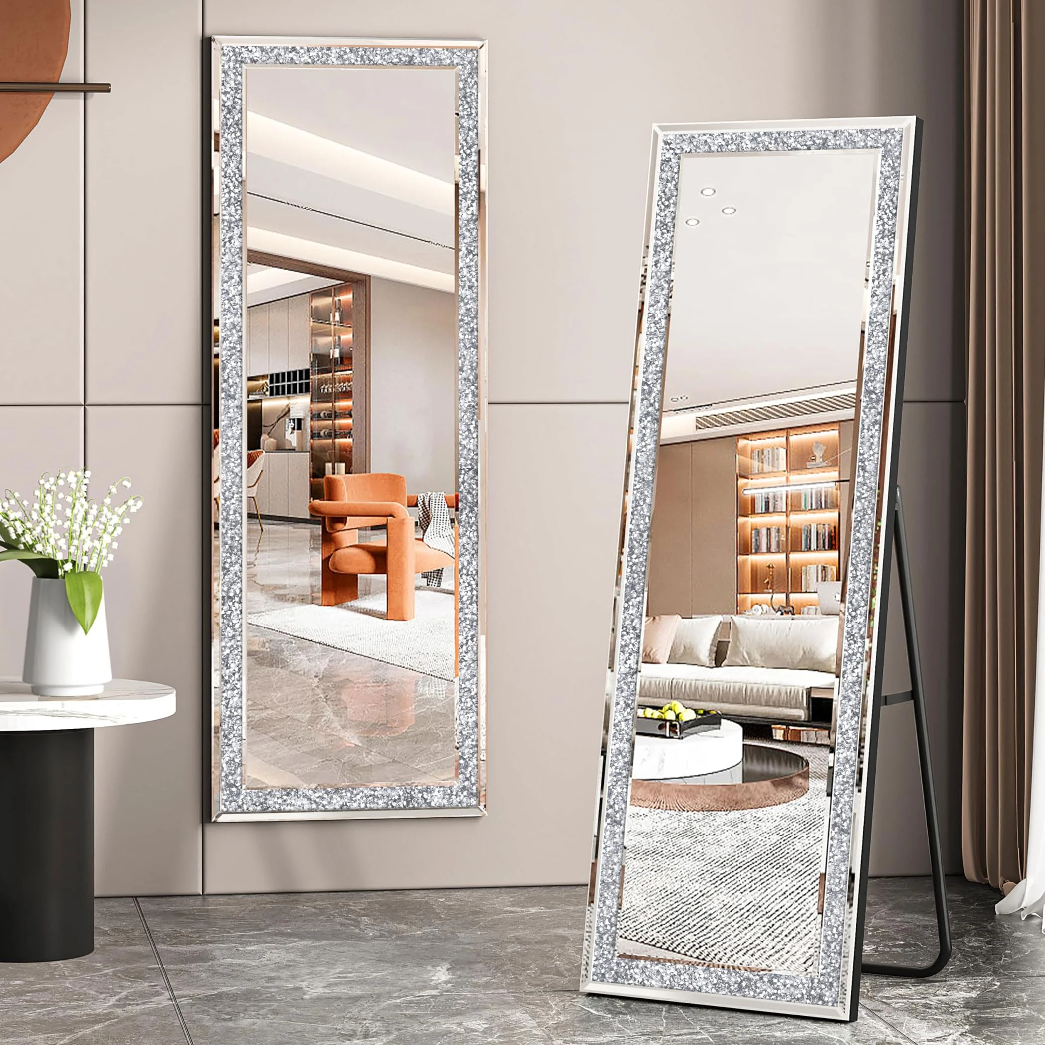 JACUKO Floor Mirror Full Length 18×59 Inch, Full Body Mirror with Frame, Wall Mirrors for Wall Full Length Mirror with Stand, Standing Mirrors for Dressing Bedroom Living Room Home Decor