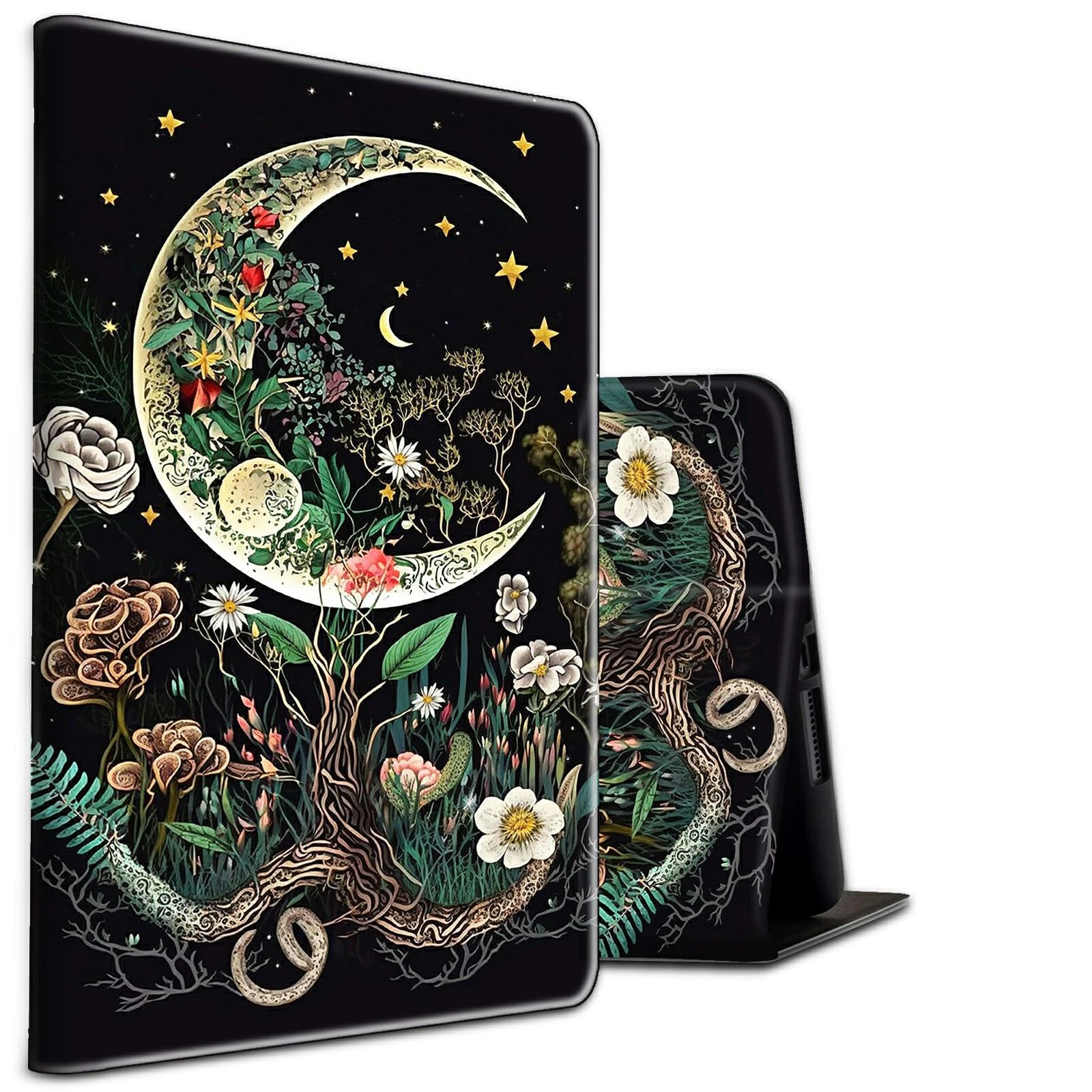 Case for 6" Kindle Paperwhite (10th Generation, 2018 Release) and Kindle Paperwhite Signature Edition PU Leather Shockproof Stand Protective Cover with Auto Sleep/Wake,Moon Flowers