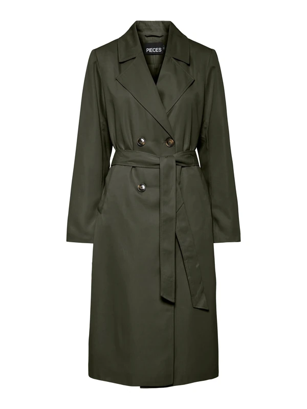 PIECES Pcscarlett Ls Noos Trench Coat, Forest Night, S - Image 1