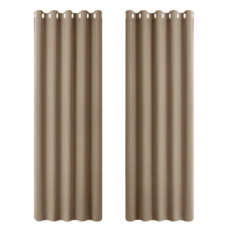 PONY DANCE Door Curtain Blackout - 2 Panels Thermal Insulated Curtains for Living Room Bedroom Kitchen Privacy Screen Heat Cold Blocking, 66 Inch Width x 84 Inch Drop, Mocha