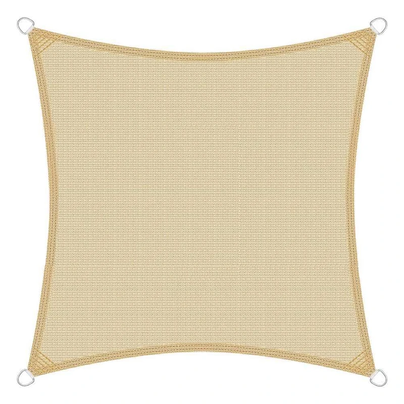 Brigros - Square Outer Shade Curtain in HDPE 180 g/m2 with Stainless Steel Rings, Anti-UV, with Bag, Sun Shade for Outdoors Size 3 x 3, 4 x 4, 5 x 5, Garden Shade Sail (Beige, 5 x 5)