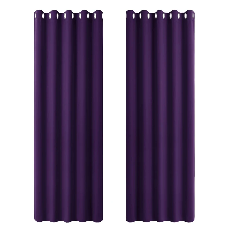 PONY DANCE Purple Blackout Thermal Curtains- Super Soft Eyelet Energy Saving Noise Reducing Curtains Privacy Protected Panels for Sliding Glass Door/Living Room, 2 Panels, W 66 by D 84 Inch