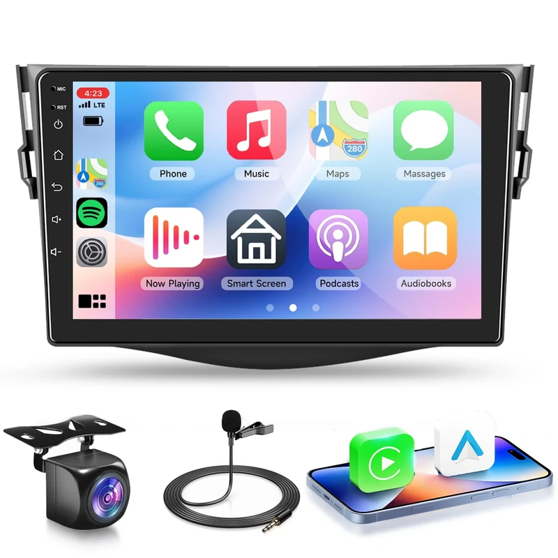 Car Radio Stereo for Toyota RAV4 2006-2012 [2+32G] with Wireless Carplay/Android Auto,Android Car Stereo 9 Inch Touch Screen GPS DSP WiFi Bluetooth FM/RDS Mirror Link SWC Backup Camera