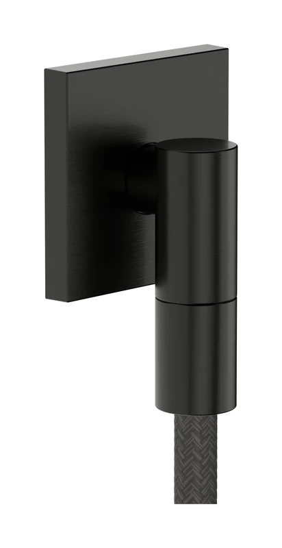 hansgrohe FixFit Fine E - Shower Outlet Elbow, Shower Outlet Connector with Non-Return Valve, Wall Outlet Elbow, Brushed Black Chrome, 28883340