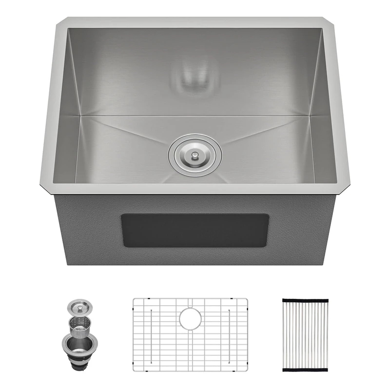 Lordear 23 Laundry Sink Stainless Steel - 23" x 18" x 13" Undermount Sink Single Bowl 16 Gauge Stainless Steel Deep Laundry Room Utility Sinks Handmade Under Counter Kitchen Basin