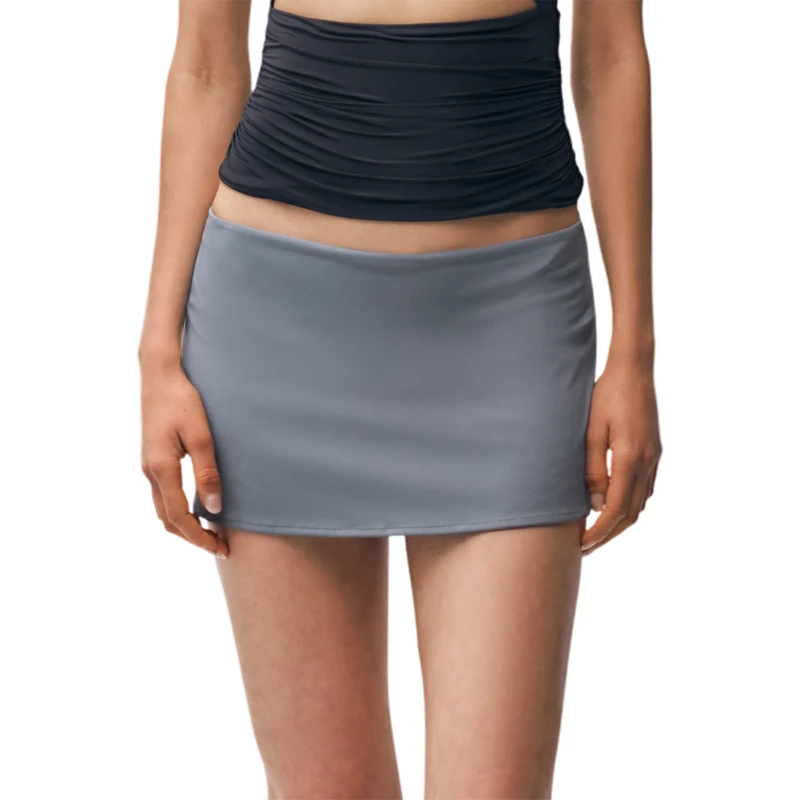 Womens Bodycon Pencil Mini Skirt Sexy Low Rise Skinny Micro Skirts Going Out Club Coquette Skirt (03Gray, M)