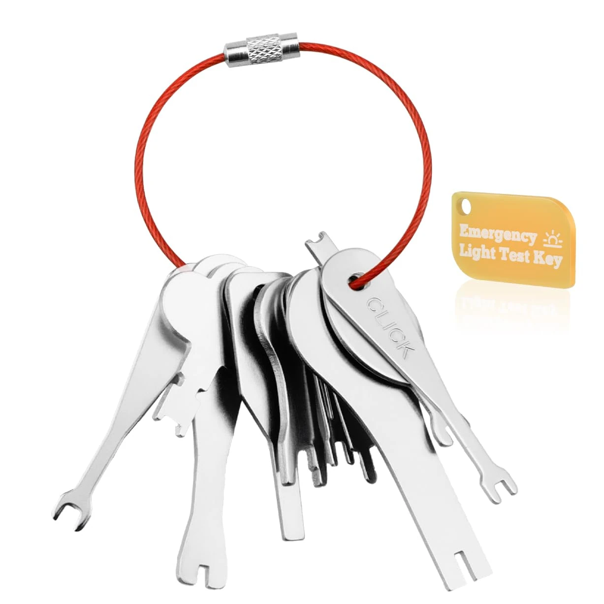 Emergency Light Test Key Set 11 Pack, Mellbree Fish Key Set for Emergency Lighting Test