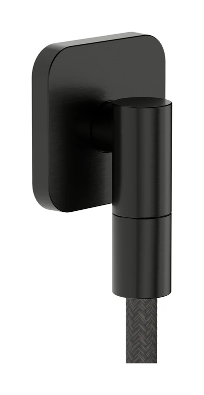 hansgrohe FixFit Fine Q - Shower Outlet Elbow, Shower Outlet Connector with Non-Return Valve, Wall Outlet Elbow, Brushed Black Chrome, 28884340