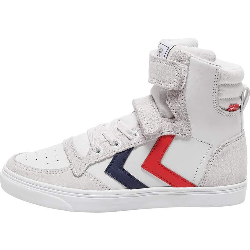 hummel Slimmer Stadil Leather High Jr Trainer, White, 26 EU, White, 8.5 UK Child - Image 1