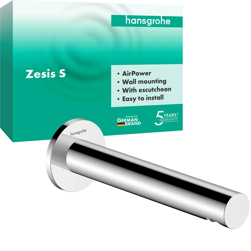 hansgrohe Zesis S - Bath Filler, Bath spout with spout Length 18.1 cm, Wall-Mounted Bath Filler, Chrome, 74410000