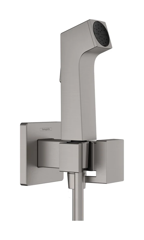 hansgrohe Bidet Set E, Bidet Shower with 1 Type of Water Saving Jet (EcoSmart), incl. Stopcock, Shower Bracket and Shower Hose 1.25 m, for Cold Water, Brushed Black Chrome