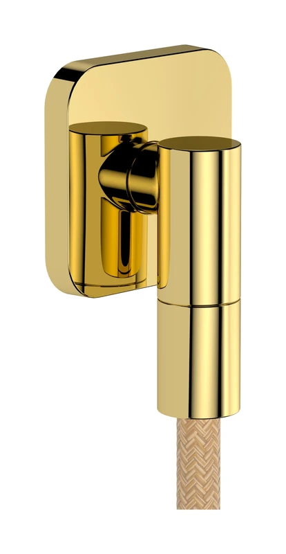 hansgrohe FixFit Fine Q - Shower Outlet Elbow, Shower Outlet Connector with Non-Return Valve, Wall Outlet Elbow, Polished Gold Optic, 28884990