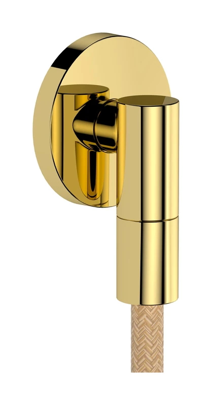 hansgrohe FixFit Fine S - Shower Outlet Elbow, Shower Outlet Connector with Non-Return Valve, Wall Outlet Elbow, Polished Gold Optic, 28882990