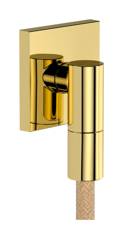 hansgrohe FixFit Fine E - Shower Outlet Elbow, Shower Outlet Connector with Non-Return Valve, Wall Outlet Elbow, Polished Gold Optic, 28883990