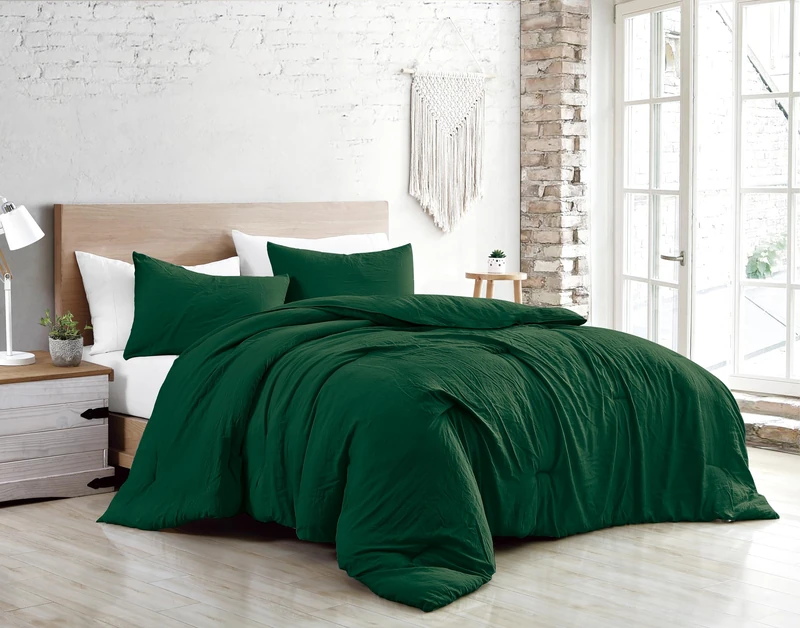 Jenny Sesal Bed Duvet Cover Set – Solid Colour – Made in Italy Double – Single – Duvet Cover and Pillowcases Set (Pine Green, Single)