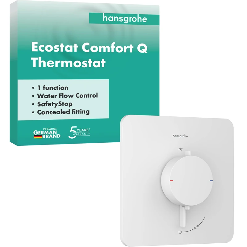 hansgrohe 33712700 Ecostat Comfort Q Thermostat for Concealed Installation for 1 Function, Matt White