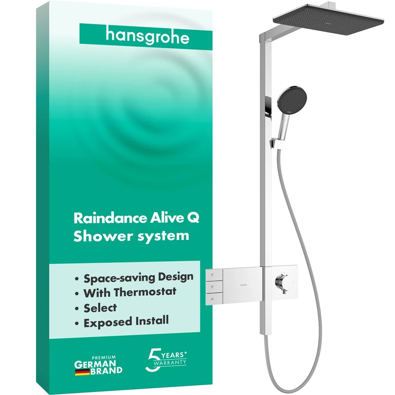 hansgrohe 24590000 Raindance Alive Q Showerpipe 210/340 2jet with ShowerSelect Comfort, Chrome