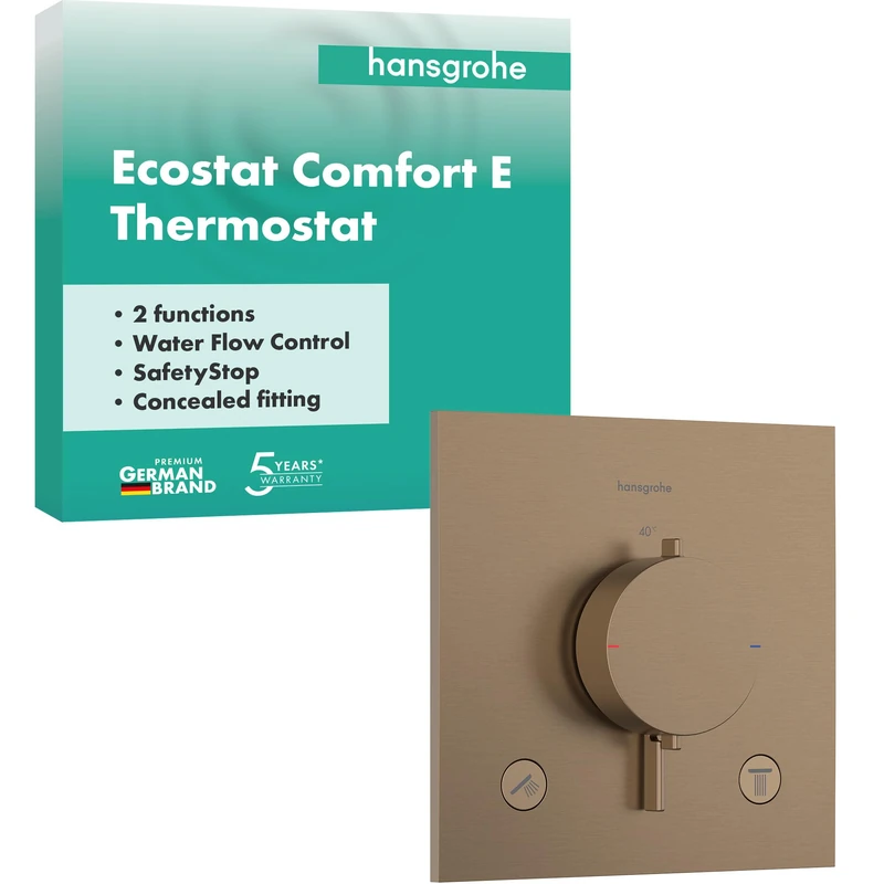 hansgrohe 33711140 Ecostat Comfort E Thermostat for Concealed Installation for 2 Functions, Brushed Bronze