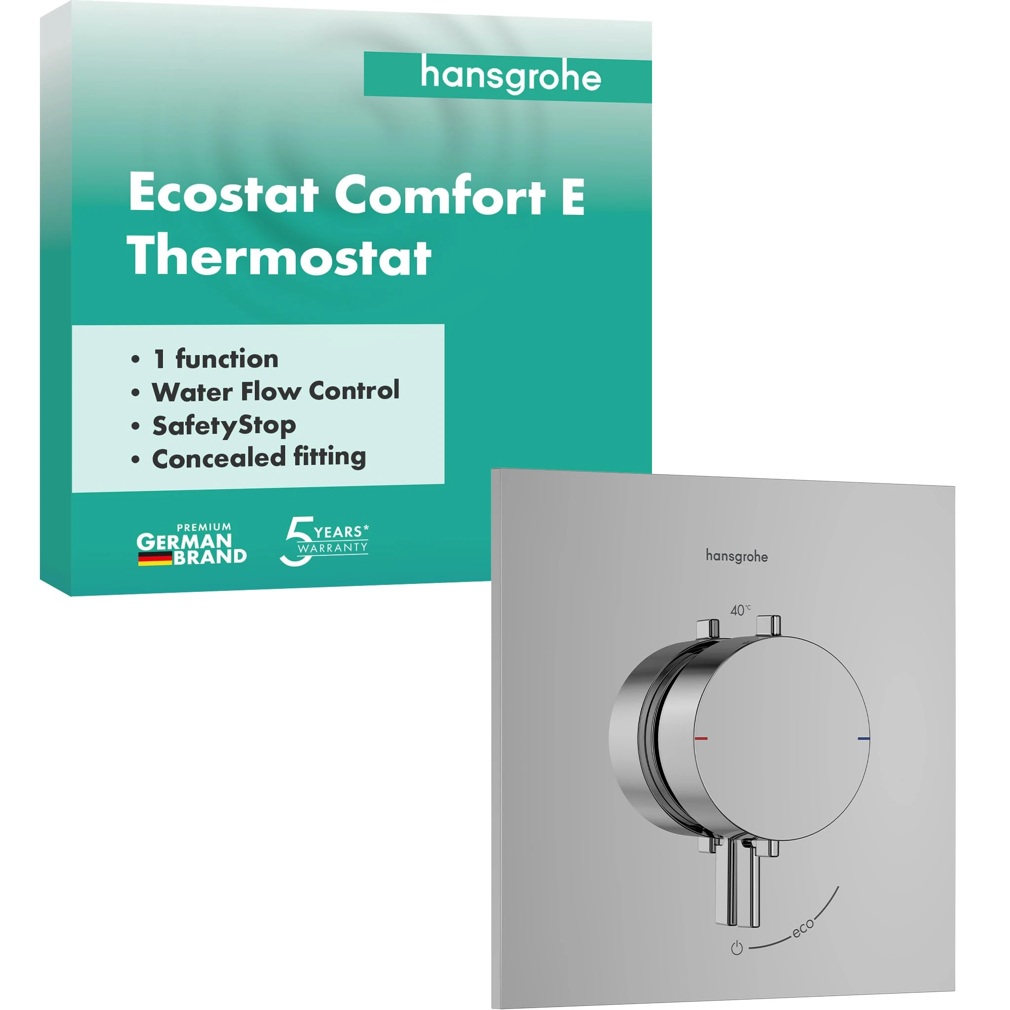 hansgrohe 33710000 Ecostat Comfort E Thermostat for Concealed Installation for 1 Function, Chrome