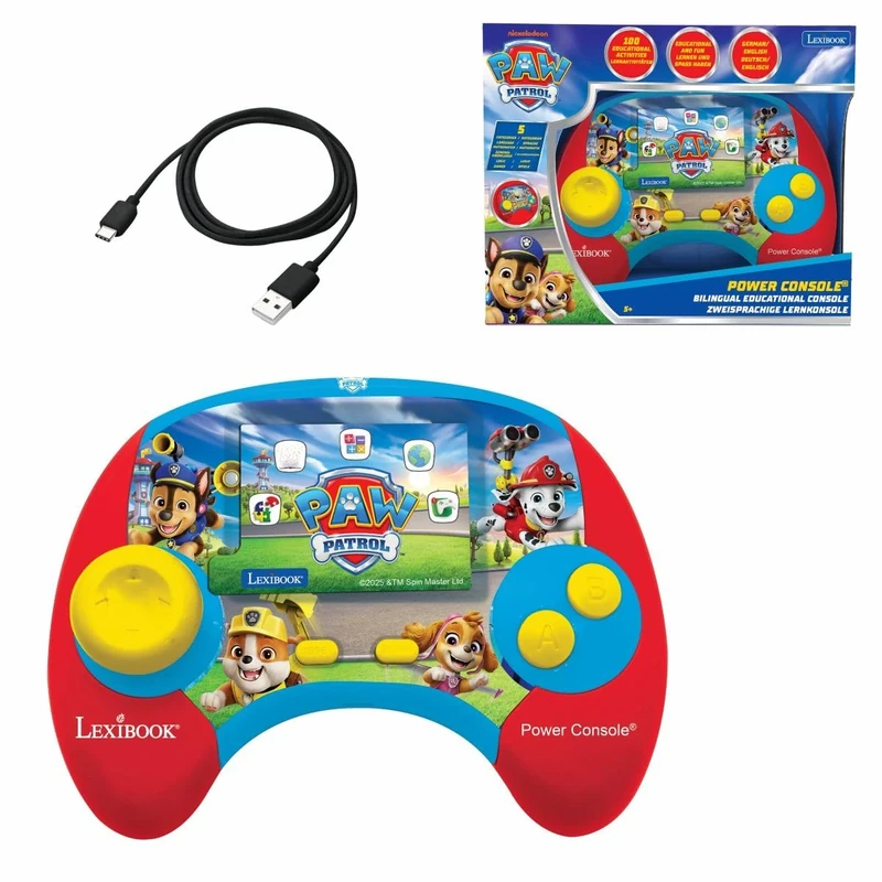 Lexibook, Paw Patrol, Power Console®, Educational bilingual game console with 100 activities, ENGLISH/GERMAN, JCG100PAi3