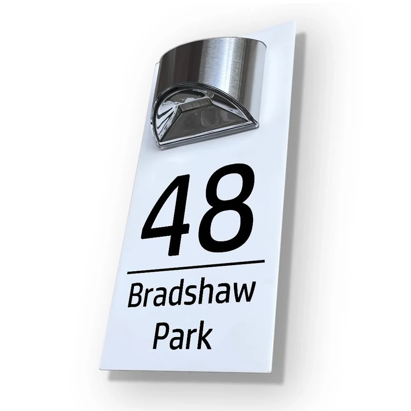 House Numbers Plaques With Solar Light Door Number Plaques For Wall Custom House Number Signs (White & Classic Text)