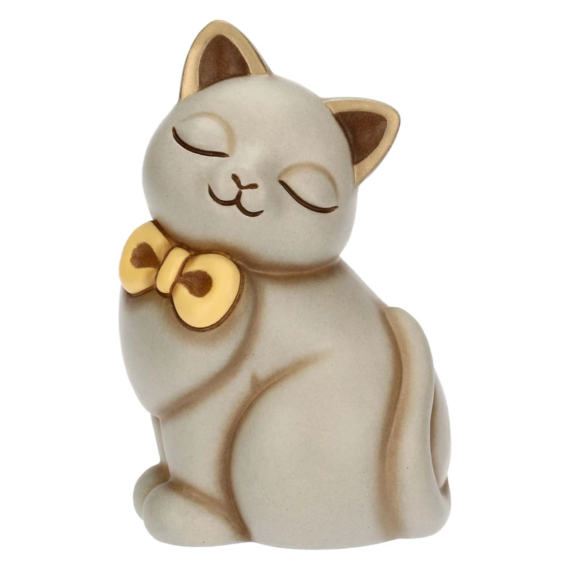 THUN Momi Cat with Bow, Medium, Ceramic, Collection Other New 2025, 7.5 x 6.5 x 11.5 cm