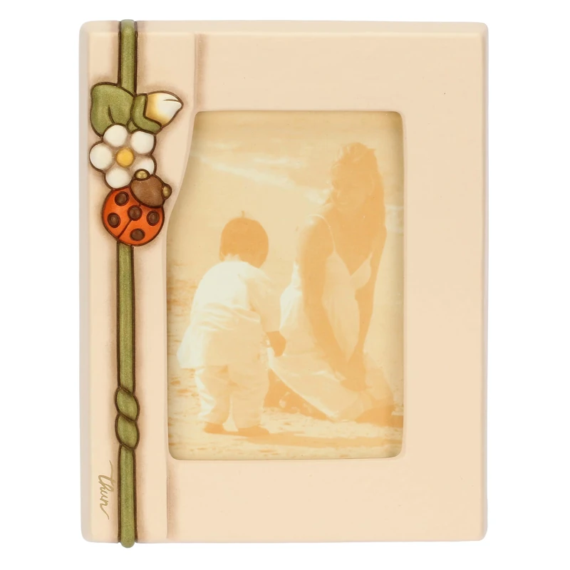 THUN Ladybug Photo Frame, Medium, Ceramic; Frame: Pine Wood; Glass, Country Bloom Collection, 16 x 3 x 20.5 cm