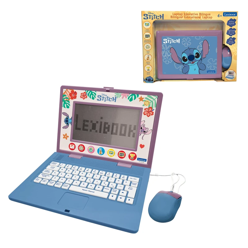 Lexibook, Disney Stitch, Bilingual Educational Computer Stitch with 170 Activities English/Italian, JC599Di5