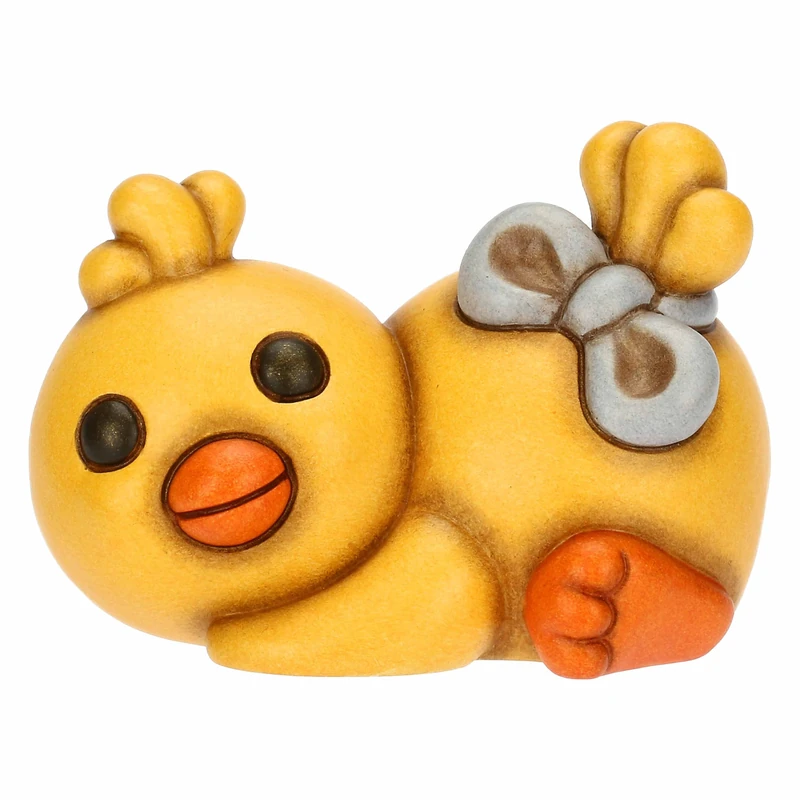 THUN Polly Chick with Small Bow, Ceramic, Spring Garden Collection, 8.5 x 6.3 x 5.8 cm