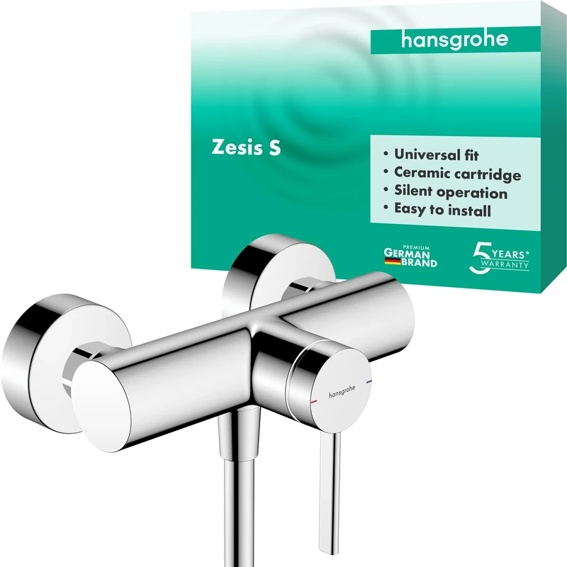 hansgrohe Zesis S - Shower Mixer Exposed for 1 Function, Shower Mixer tap, Single Lever Shower Mixer, Chrome, 74621000