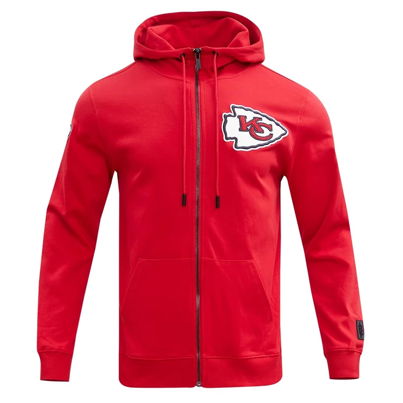 Pro Standard Mens NFL Kansas City Chiefs Classic Chenille Full Zip Hoodie Red 2Xl