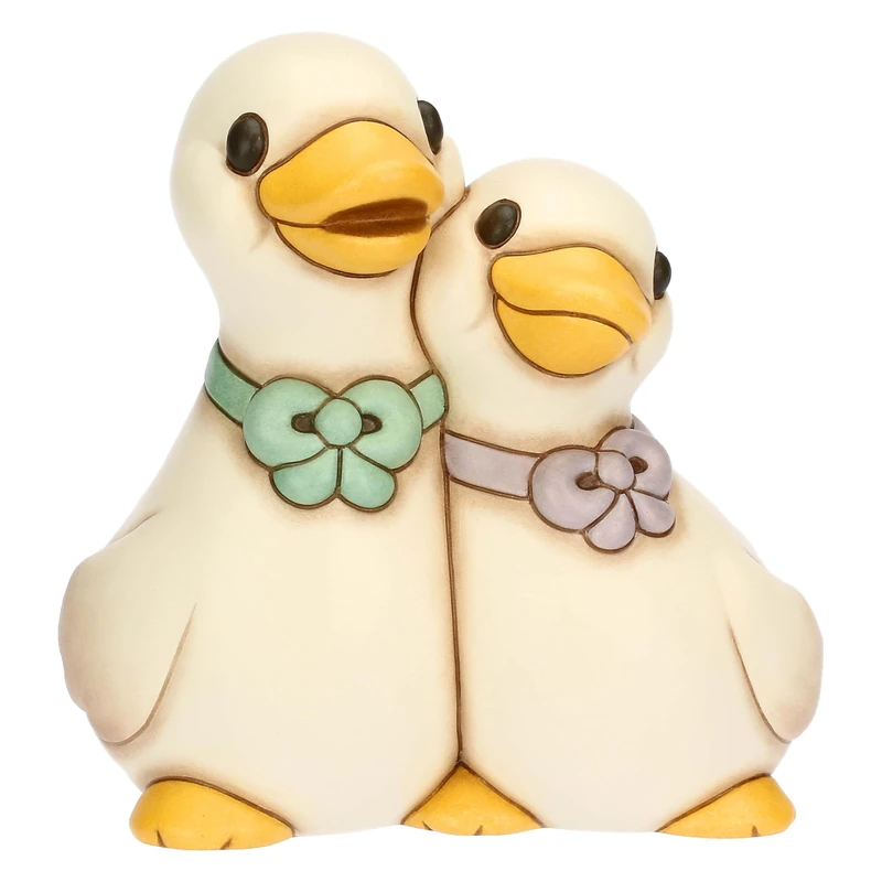 THUN Pair of Geese, Ceramic, Spring Garden Collection, 16.2 x 11.7 x 17 cm