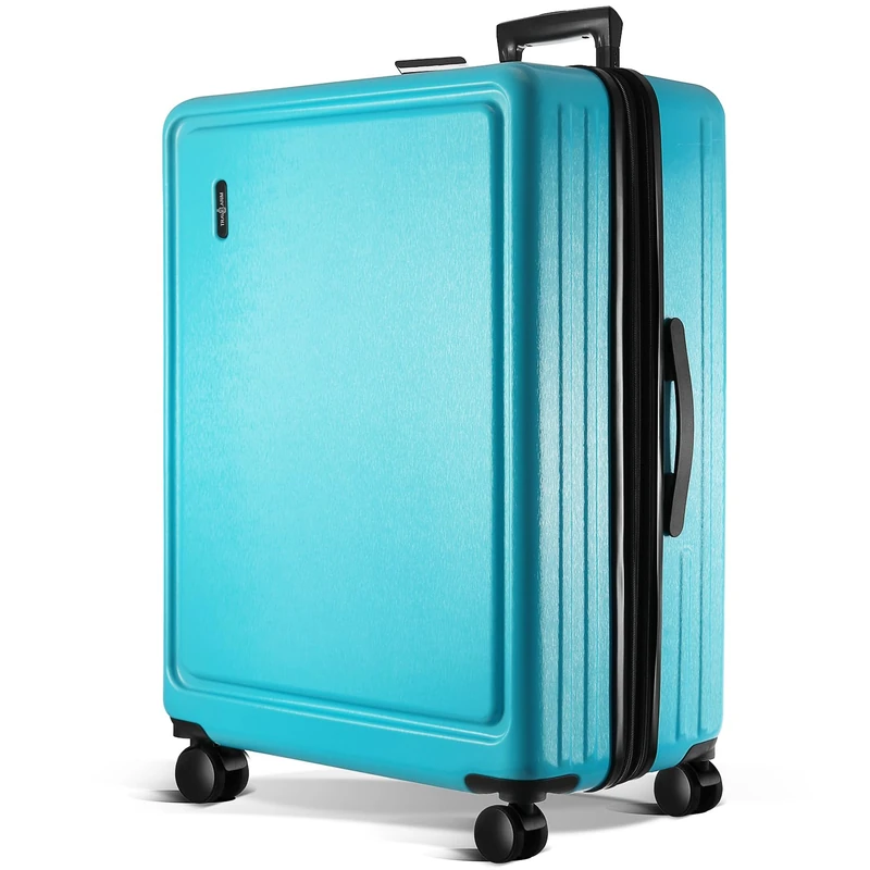 TRAVELARIM Non-Expandable, Teal, Medium 24-Inch Checked, 24 Inch Luggage